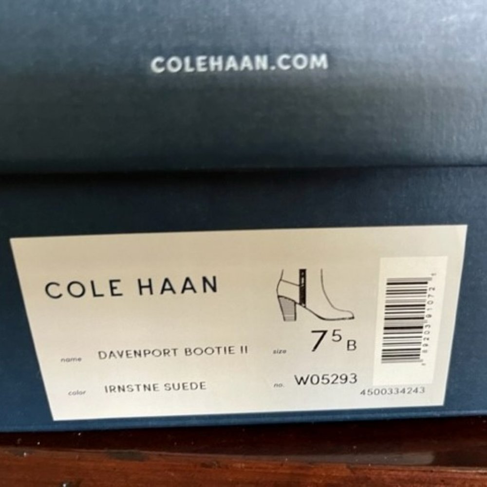 "Worn Once" - Woman's Cole Haan Davenport Bootie II, Size 7.5, Ironstone Suede - Picture 4 of 8